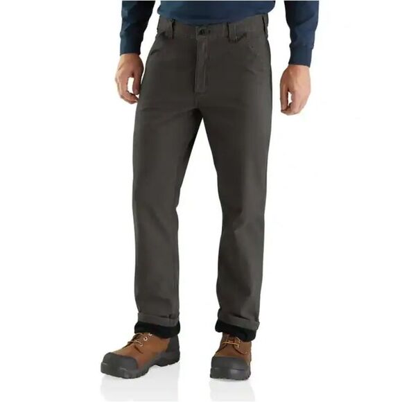 |EUC| CARHARTT Rugged Flex Relaxed Fit Canvas Flannel-Lined Work Pant (36x30) - Picture 1 of 9
